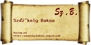 Székely Baksa névjegykártya